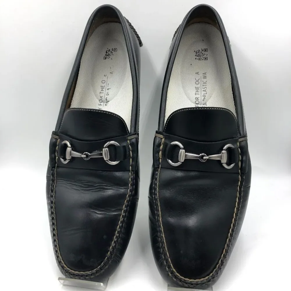 Peter Millar Men's Black Leather Slip On Loafers Driving Shoes Size 11.5M Brazil